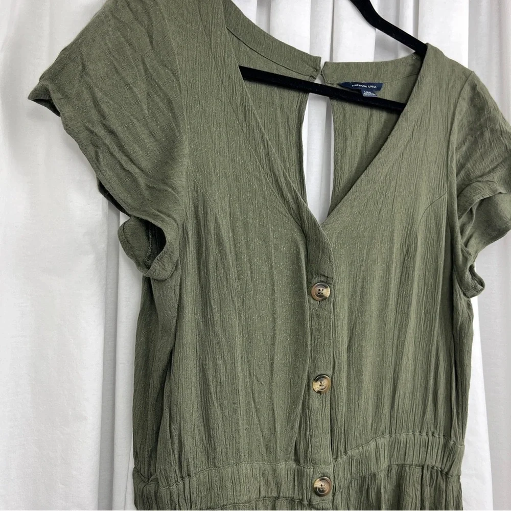 American Eagle Khaki Green Fit and Flare Dress Size Large - Picture 6 of 6